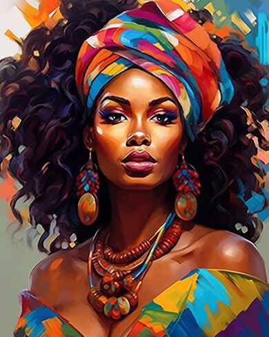Tucocoo Paint by Number African Women Graffiti Portrait DIY Painting on Canvas with Brushes Acrylic Paints Afro Black Women Paint by Numbers for Adults and Kids Student Beginner 16x20 Inch（DIY Frame） in Saudi Arabia