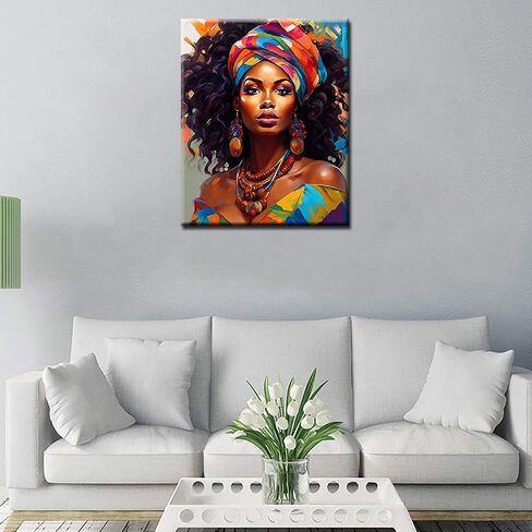 Tucocoo Paint by Number African Women Graffiti Portrait DIY Painting on Canvas with Brushes Acrylic Paints Afro Black Women Paint by Numbers for Adults and Kids Student Beginner 16x20 Inch（DIY Frame） in Saudi Arabia