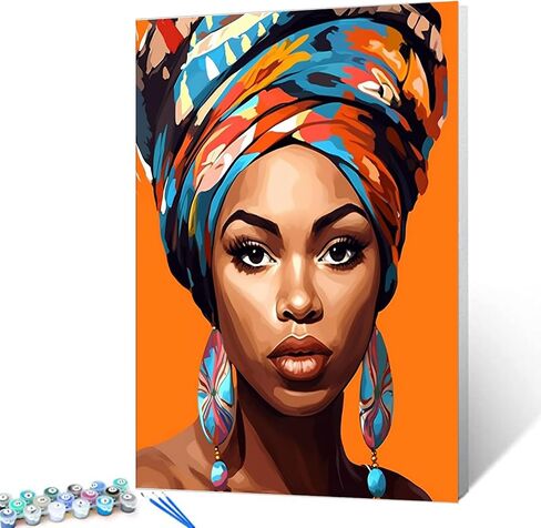 Tucocoo Paint by Number African Women Graffiti Portrait DIY Painting on Canvas with Brushes Acrylic Paints Afro Black Women Paint by Numbers for Adults and Kids Student Beginner 16x20 Inch（DIY Frame） in Saudi Arabia