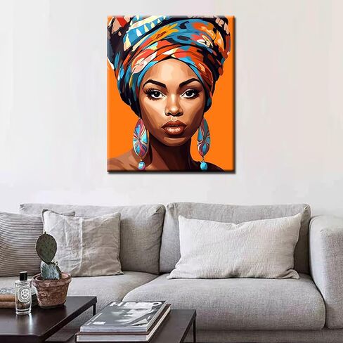 Tucocoo Paint by Number African Women Graffiti Portrait DIY Painting on Canvas with Brushes Acrylic Paints Afro Black Women Paint by Numbers for Adults and Kids Student Beginner 16x20 Inch（DIY Frame） in Saudi Arabia