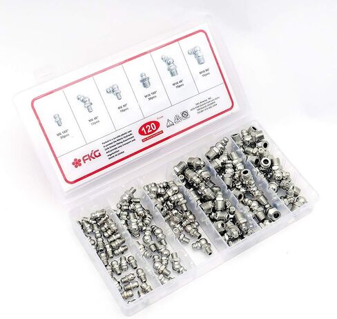 FKG 120 قطعة مجموعة متنوعة من تركيبات الشحوم الهيدروليكية M6 M10 مستقيمة، 45 درجة، 90 درجة in Kuwait