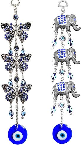 Blue Evil Eye Hanging Decoration Nazar Amulet Wall Hanging Home Protection and Blessing Decor (Butterfly-A) in Saudi Arabia