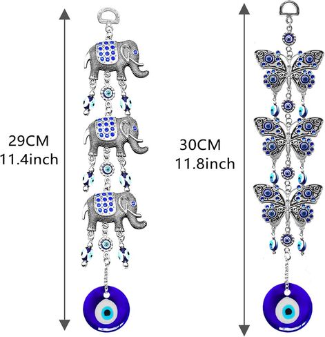 Blue Evil Eye Hanging Decoration Nazar Amulet Wall Hanging Home Protection and Blessing Decor (Butterfly-A) in Saudi Arabia