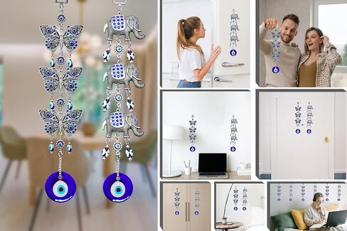 Blue Evil Eye Hanging Decoration Nazar Amulet Wall Hanging Home Protection and Blessing Decor (Butterfly-A) in Saudi Arabia