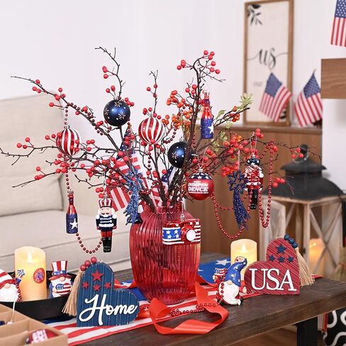 Valery Madelyn 4th of July Decorations, Patriotic Ornaments for Tree,60ct Patriotic Red White and Blue Nutcracker Camera Decorative Hanging Ball Memorial Day Ornaments for Holiday Home Party Decor in Saudi Arabia