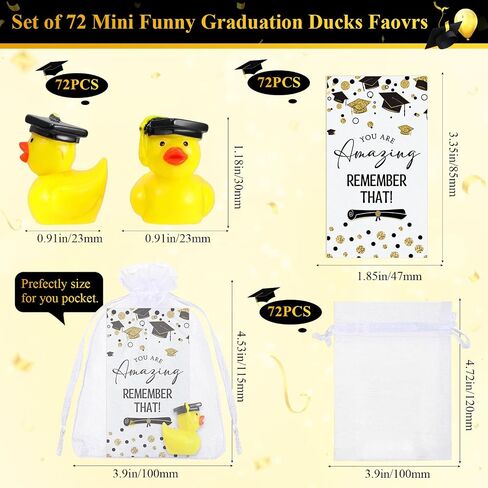 Chunful 12 Sets 2024 Graduation Gifts Resin Graduation Duck Funny Graduation Ducks with Inspirational Congratulation Cards Organza Bags for School Student College Son Daughter Graduation Party in Saudi Arabia