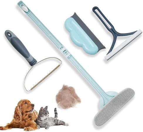 4 عبوات من مزيل شعر الحيوانات الأليفة، مزيل شعر القطط والكلاب للأريكة، منظف الوبر، مكشطة سجاد محمولة، فرشاة بكرات زغب الملابس للسجاد، سجادة السيارة، الفراش، سرير الحيوانات الأليفة، الأثاث والبساط المطور in Kuwait
