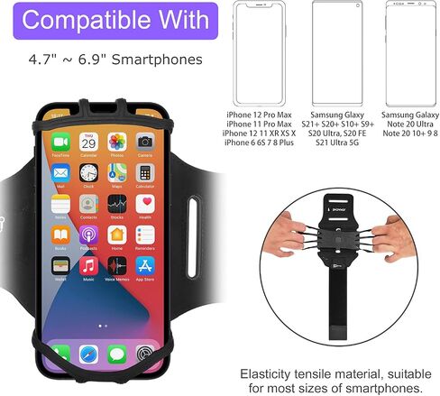 حزام يد للجري من JEMACHE لهاتف iPhone 15 Pro Max، 14 13 12 11 SE، 6S 7 8 Plus، Samsung Galaxy S23 S22 S21 Ultra، Plus، حامل حزام ذراع للهاتف الخلوي (أسود) in Kuwait