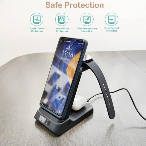 شاحن لاسلكي لهاتف سامسونج، محطة شحن 3 في 1 لهاتف Samsung Galaxy S23 Ultra/S22/S21/S20/Note 20/Z Flip 5/Z Fold 5/Buds، شاحن ساعة لساعة Galaxy Watch 6/5/4/3/Active 2 /1 in Kuwait