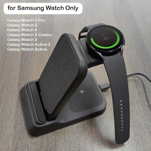 شاحن لاسلكي لهاتف سامسونج، محطة شحن 3 في 1 لهاتف Samsung Galaxy S23 Ultra/S22/S21/S20/Note 20/Z Flip 5/Z Fold 5/Buds، شاحن ساعة لساعة Galaxy Watch 6/5/4/3/Active 2 /1 in Kuwait