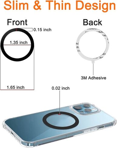 COJOC 5PCS for Universal Magnetic Adapter Ring,Magnet Sticker Compatible with Wireless Charging Accessories for iPhone 14/13/12 Mini Pro Max,for Galaxy S22/S21 Ultra and Phone Case,Silver in Kuwait