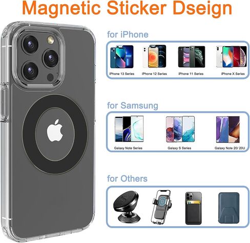 COJOC 5PCS for Universal Magnetic Adapter Ring,Magnet Sticker Compatible with Wireless Charging Accessories for iPhone 14/13/12 Mini Pro Max,for Galaxy S22/S21 Ultra and Phone Case,Silver in Kuwait