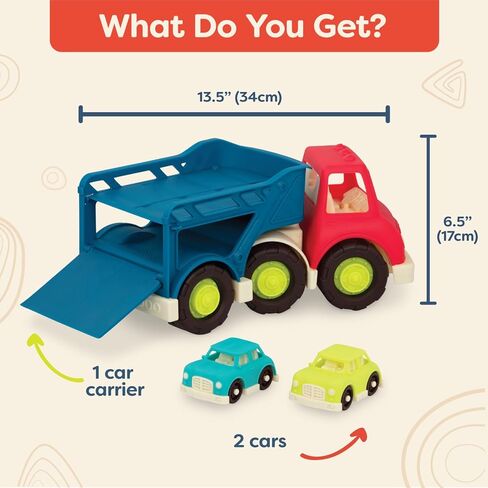 B. toys – Car Carrier Truck – Toy Car Carrier – 2 Mini Cars – Toy Trucks for Toddlers, Kids – 12 Months + – Happy Cruisers - Car Carrier in Saudi Arabia