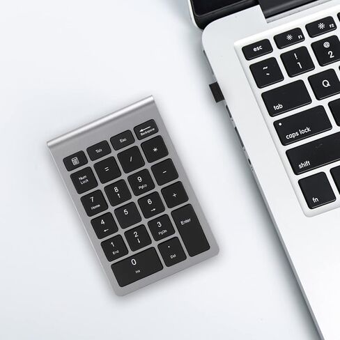 لوحة مفاتيح رقمية لاسلكية من Alvinlite، لوحة رقمية صغيرة مريحة محمولة مع جهاز استقبال RF304 22 مفتاحًا للمكتب، لوحات أرقام لأجهزة الكمبيوتر المحمول والكمبيوتر المكتبي (铁灰色) in Saudi Arabia