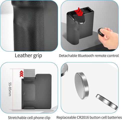 YELANGU Smartphone Camera Grip: SmartShutter Handle with Detachable Wireless Bluetooth Remote Control - Perfect for iPhone, Samsung, Google, OnePlus - Advanced and Video/Photo Shooting Capabilit in Kuwait