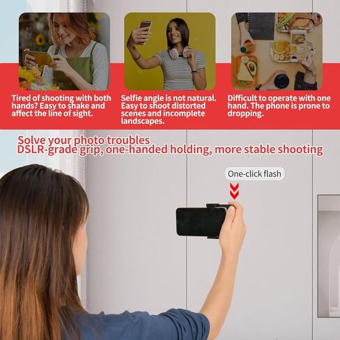 YELANGU Smartphone Camera Grip: SmartShutter Handle with Detachable Wireless Bluetooth Remote Control - Perfect for iPhone, Samsung, Google, OnePlus - Advanced and Video/Photo Shooting Capabilit in Kuwait