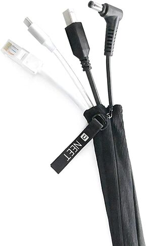 Cable Sleeve, Cable Management Sleeve, Cord Organizer, Cord Management, Floor Cord Cover, Cloth Cord Cover, Cable Keeper by NEET, Cable Raceways, Wire Tubing for TV, PC (48 inch, Black, 1 Pack) in Saudi Arabia