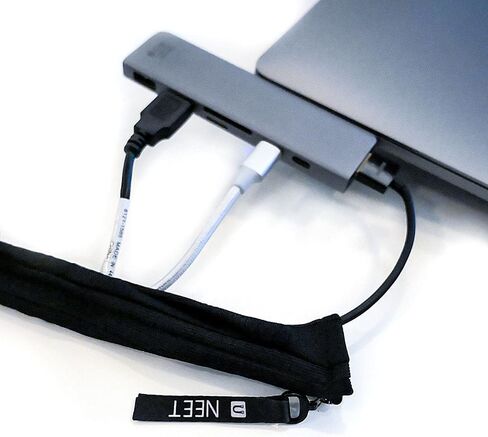 Cable Sleeve, Cable Management Sleeve, Cord Organizer, Cord Management, Floor Cord Cover, Cloth Cord Cover, Cable Keeper by NEET, Cable Raceways, Wire Tubing for TV, PC (48 inch, Black, 1 Pack) in Saudi Arabia
