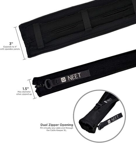 Cable Sleeve, Cable Management Sleeve, Cord Organizer, Cord Management, Floor Cord Cover, Cloth Cord Cover, Cable Keeper by NEET, Cable Raceways, Wire Tubing for TV, PC (48 inch, Black, 1 Pack) in Saudi Arabia