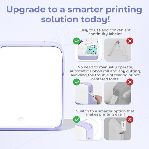 Vixic D1600 Label Maker Machine with Tapes, Portable Bluetooth Mini Label Printer for SmartPhone, Thermal lnkless Handheld Sticker Small Labeler Multiple Templates for Home Office Organization, Purple in Saudi Arabia