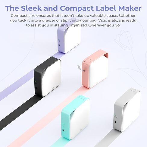 Vixic D1600 Label Maker Machine with Tapes, Portable Bluetooth Mini Label Printer for SmartPhone, Thermal lnkless Handheld Sticker Small Labeler Multiple Templates for Home Office Organization, Purple in Saudi Arabia