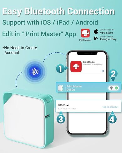 آلة صنع الملصقات Vixic D1600 مع أشرطة، طابعة ملصقات صغيرة محمولة تعمل بالبلوتوث للهواتف الذكية، ملصقات صغيرة محمولة باليد بدون حرارة، قوالب متعددة لتنظيم المكتب المنزلي، أرجواني in Kuwait