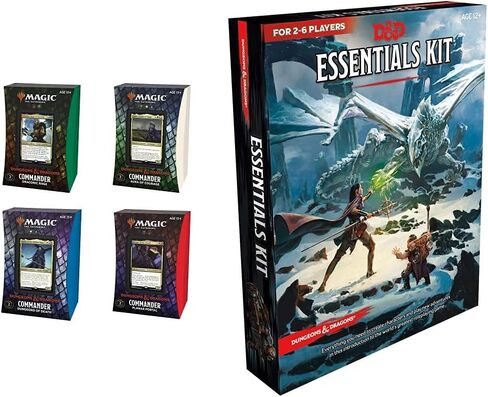 Bundle of 4 Adventures in The Forgotten Realms MTG Commander Decks + 1 Dungeons & Dragons Essentials Kit (D&D Box Set) in Saudi Arabia