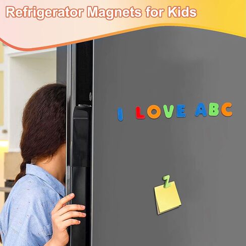 Magnetic Letters Set for Toddlers - Foam Alphabet Magnets Letters Fridge Refrigerator Colorful Educational Toys Preschool Learning Spelling Counting for Kids Boys Girls 1 2 3 with Random Color in Saudi Arabia