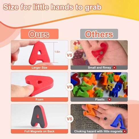 Magnetic Letters Set for Toddlers - Foam Alphabet Magnets Letters Fridge Refrigerator Colorful Educational Toys Preschool Learning Spelling Counting for Kids Boys Girls 1 2 3 with Random Color in Saudi Arabia
