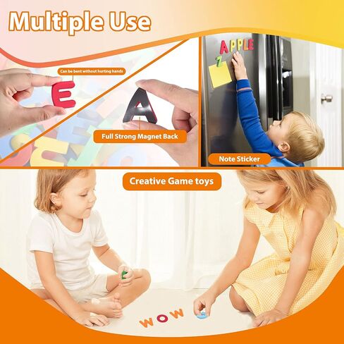 Magnetic Letters Set for Toddlers - Foam Alphabet Magnets Letters Fridge Refrigerator Colorful Educational Toys Preschool Learning Spelling Counting for Kids Boys Girls 1 2 3 with Random Color in Saudi Arabia
