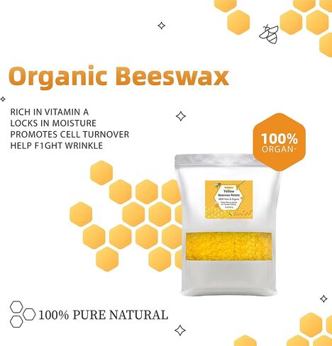 Gadojuewo Yellow Beeswax Pellets 2LB,907g Beeswax Pastilles Pure Bulk Bees Wax Pellets for DIY Projects, Lip Balm Lotions,Making Organic Candles,Soap Lotion. in Saudi Arabia