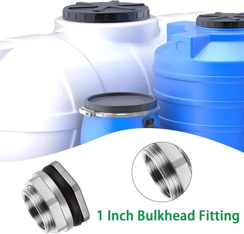 GBACHOOSE 2PCS 1 Bulkhead Fitting 304 Stainless Steel Bulkhead Water Tank Fitting, 1"FPT Bulkhead Water Tank Connector Bulkhead Fittings for Water Tank, Rain Barrels, Aquariums and Ponds in Saudi Arabia