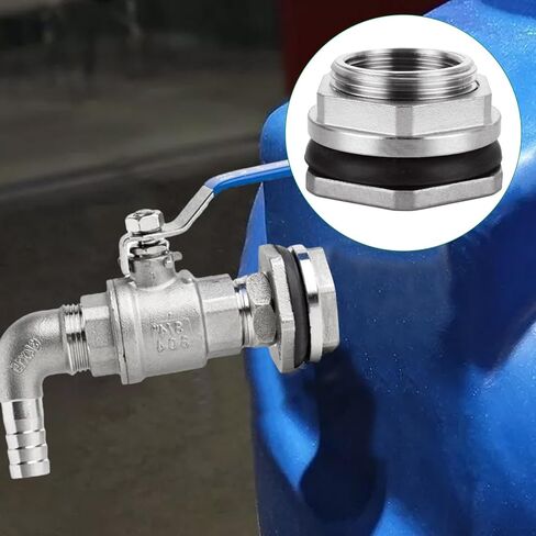 GBACHOOSE 2PCS 1 Bulkhead Fitting 304 Stainless Steel Bulkhead Water Tank Fitting, 1"FPT Bulkhead Water Tank Connector Bulkhead Fittings for Water Tank, Rain Barrels, Aquariums and Ponds in Saudi Arabia