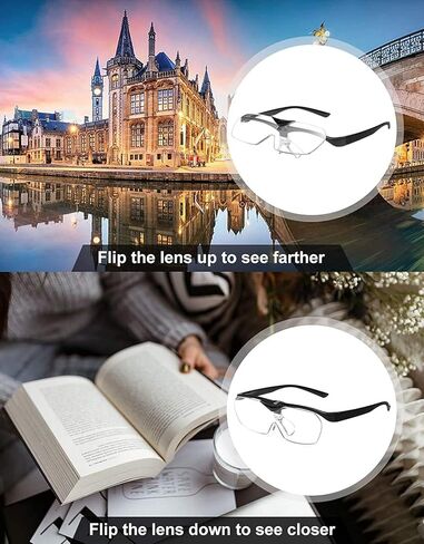 نظارات مكبرة 160% من SKYWAY مع ضوء LED، نظارات مكبرة مضاءة قابلة لإعادة الشحن لقراءة ملصقات المطبوعات الصغيرة، العمل الوثيق، هوايات الخياطة بالإبرة بدون استخدام اليدين، عبوة من قطعتين 1.6X in Kuwait