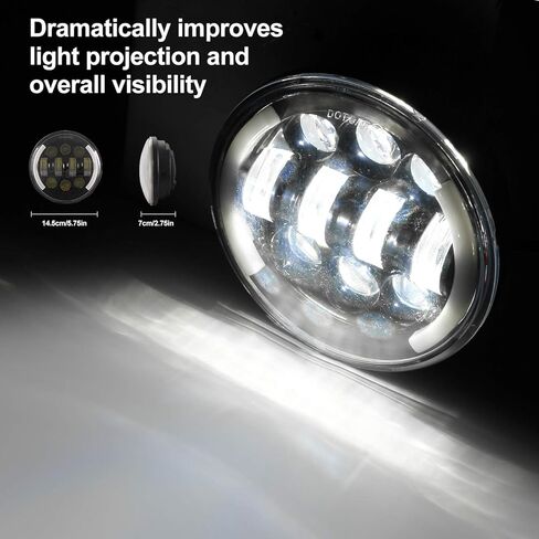 مصباح أمامي MONDEVIEW 5-3/4 5.75 LED للدراجة النارية 3500LM مصباح أمامي مستدير Hi/Lo Beam Crescent DRL Harley Davidson إشارات الانعطاف العنبر 5 نماذج لـ Sportster Dyna Low Rider Street Bob lron 883 حزمة من 1 in Kuwait