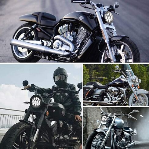مصباح أمامي MONDEVIEW 5-3/4 5.75 LED للدراجة النارية 3500LM مصباح أمامي مستدير Hi/Lo Beam Crescent DRL Harley Davidson إشارات الانعطاف العنبر 5 نماذج لـ Sportster Dyna Low Rider Street Bob lron 883 حزمة من 1 in Kuwait