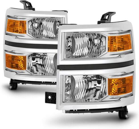 ACANII - For Pair Black 2014-2015 Chevy Silverado 1500 Pickup Headlights Headlamps Driver + Passenger Side in Saudi Arabia