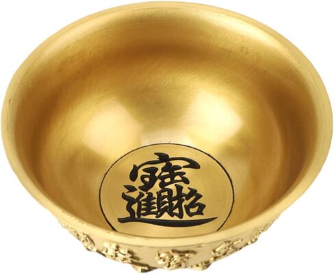 وعاء الوفرة من RUNROTOO وعاء الكنز الصيني وعاء الكنز الذهبي وعاء الثروة وعاء المال وعاء التضحية وعاء فنغ شوي الصيني ديكور المكتب حوض الحظ النحاس العبادة in Kuwait