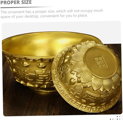 وعاء الوفرة من RUNROTOO وعاء الكنز الصيني وعاء الكنز الذهبي وعاء الثروة وعاء المال وعاء التضحية وعاء فنغ شوي الصيني ديكور المكتب حوض الحظ النحاس العبادة in Kuwait