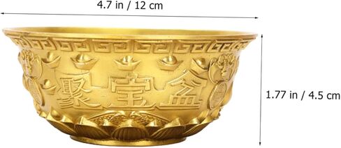 وعاء الوفرة من RUNROTOO وعاء الكنز الصيني وعاء الكنز الذهبي وعاء الثروة وعاء المال وعاء التضحية وعاء فنغ شوي الصيني ديكور المكتب حوض الحظ النحاس العبادة in Kuwait