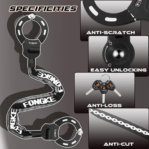 Electric Scooter Locks Anti Theft, Scooter Lock with Key, Bike Locks Heavy Duty, Security Chain for E Scooter Segway Ninebot, Xiaomi, NIU and Other Electric Scooters… in Saudi Arabia
