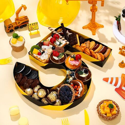 Mifoci 13.7" Construction Cardboard Number 5 Box for Charcuterie Number Shaped Fillable Paper Mache Chocolate Candy Trays Sweet Jelly Beans for Kids Construction Birthday Festival Decorative Box(5) in Saudi Arabia