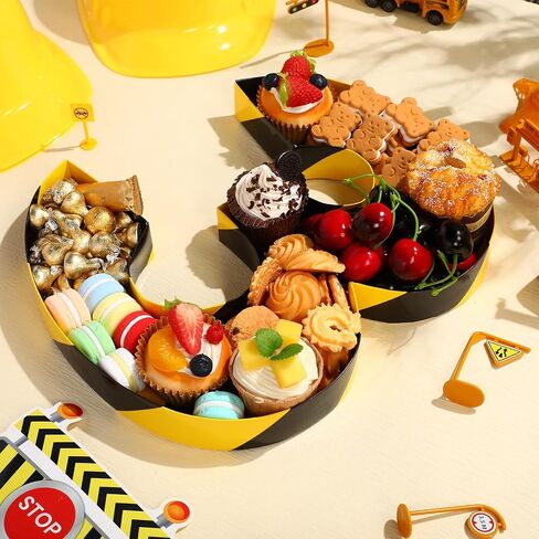 Mifoci 13.7" Construction Cardboard Number 5 Box for Charcuterie Number Shaped Fillable Paper Mache Chocolate Candy Trays Sweet Jelly Beans for Kids Construction Birthday Festival Decorative Box(5) in Saudi Arabia