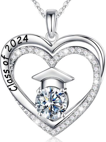 Ursilver Graduation Gifts for Her 2024, S925 Sterling Silver Birthstone Necklace Engraved Class of 2024 Pendant Graduation Necklaces High School College Graduation Gifts for Her 2024 in Kuwait