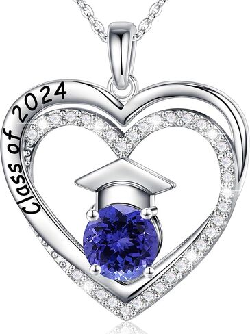Ursilver Graduation Gifts for Her 2024, S925 Sterling Silver Birthstone Necklace Engraved Class of 2024 Pendant Graduation Necklaces High School College Graduation Gifts for Her 2024 in Kuwait