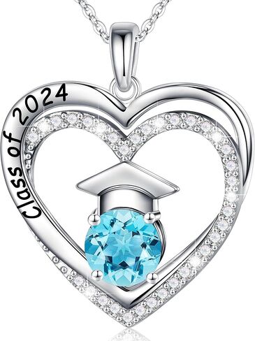 Ursilver Graduation Gifts for Her 2024, S925 Sterling Silver Birthstone Necklace Engraved Class of 2024 Pendant Graduation Necklaces High School College Graduation Gifts for Her 2024 in Kuwait