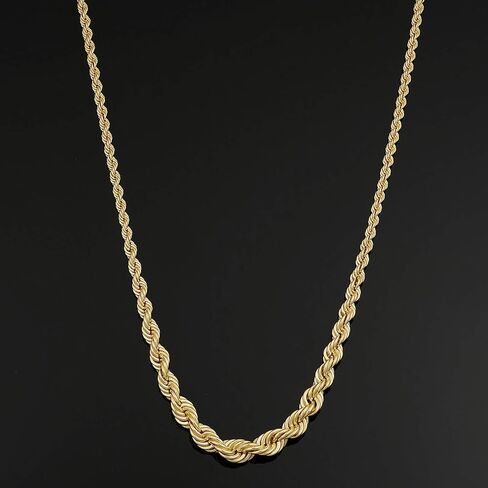 Kooljewelry Solid 14k Yellow Gold Filled Graduated Rope Chain Necklace for Women (18 inch) in Saudi Arabia