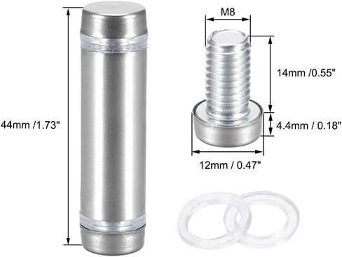 uxcell 1/2 Dia x 2-1/2"(12x64mm) Double Head Standoff Screws Acrylic Glass Nails 8pcs in Saudi Arabia