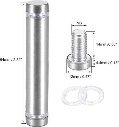 uxcell 1/2 Dia x 2-1/2"(12x64mm) Double Head Standoff Screws Acrylic Glass Nails 8pcs in Saudi Arabia