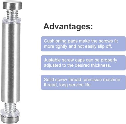 uxcell 1/2 Dia x 2-1/2"(12x64mm) Double Head Standoff Screws Acrylic Glass Nails 8pcs in Saudi Arabia